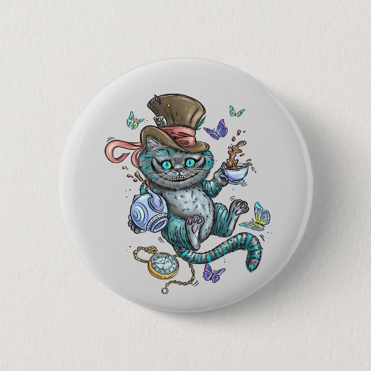 Glimlachende Cheshire Kat  Ronde Button 5,7 Cm (Voorkant)