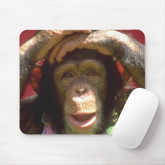 glimlachende chimpansee muismat (Met muis)