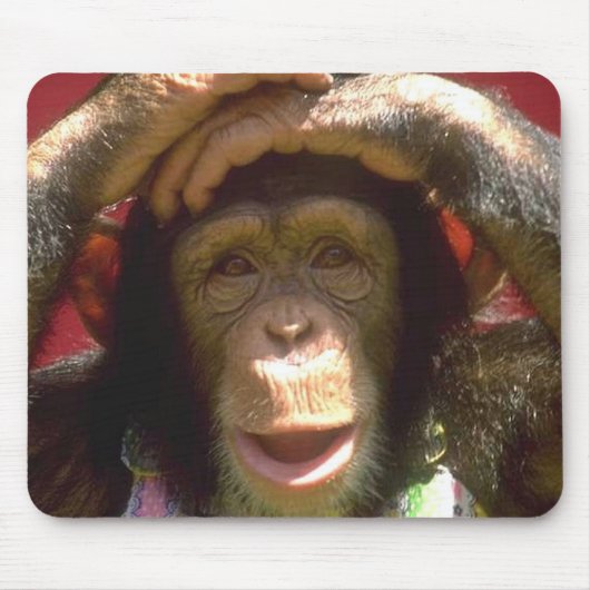 glimlachende chimpansee muismat (Voorkant)