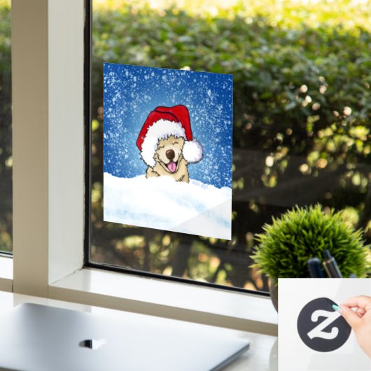 Glimlachende Chow Christmas Window Cling Raamsticker (Kantoor)