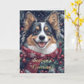 Glimlachende Collie Dog Christmas Kaart (Gele Bloem)