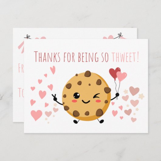 Glimlachende Cookie Leraar Dank u kaart - Dank u (Voorkant / Achterkant)