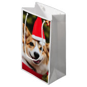 Glimlachende Corgi kerstpret Klein Cadeauzakje (Voorkant Gekanteld)