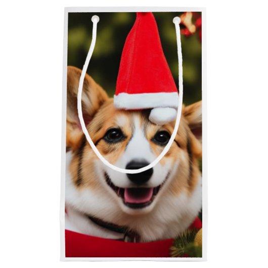 Glimlachende Corgi kerstpret Klein Cadeauzakje (Voorkant)