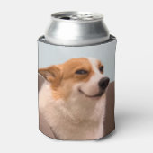 Glimlachende Corgi Meme Dubbelzijdig Zwart Blikjeskoeler (Blikje Voorkant)
