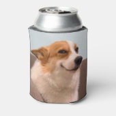 Glimlachende Corgi Meme Dubbelzijdig Zwart Blikjeskoeler (Blikje Achterkant)