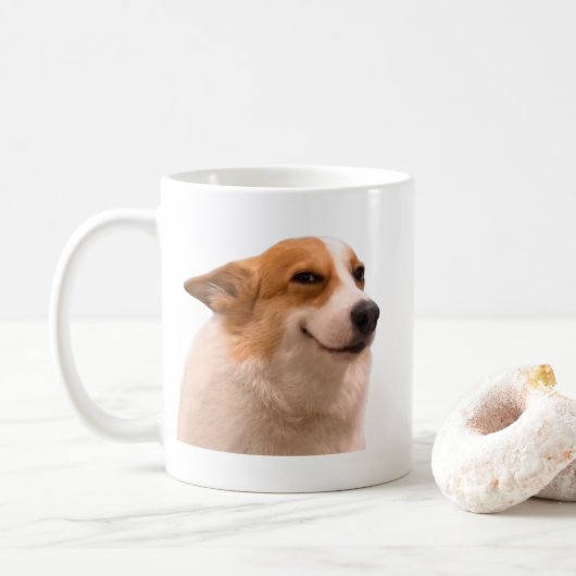 Glimlachende Corgi Meme Mok Dubbelzijdig (Met donut)