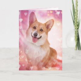 Glimlachende Corgi met Hearts Valentijn Feestdagen Kaart