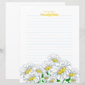 Glimlachende Daisy Dreams Lined Paper Sheet (Voorkant / Achterkant)