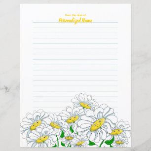 Glimlachende Daisy Dreams Lined Paper Sheet