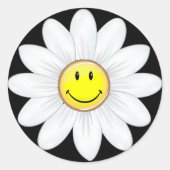 Glimlachende Daisy Flower Ronde Sticker (Voorkant)