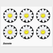 Glimlachende Daisy Flower Ronde Sticker (Vel)