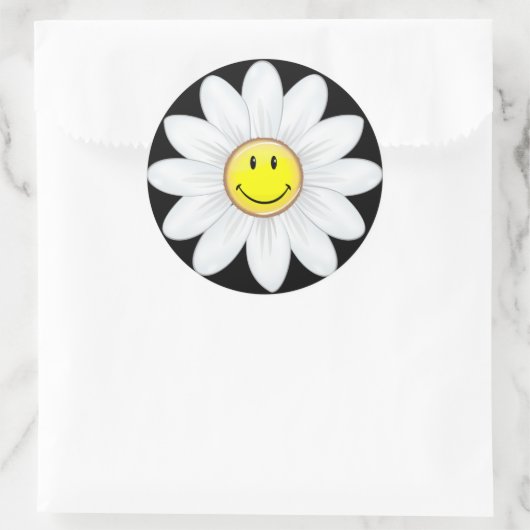 Glimlachende Daisy Flower Ronde Sticker (Tas)