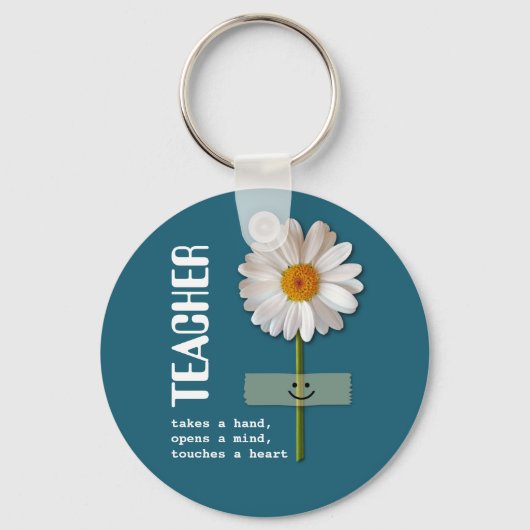 Glimlachende Daisy leraar waardering cadeau Sleutelhanger (Voorkant)