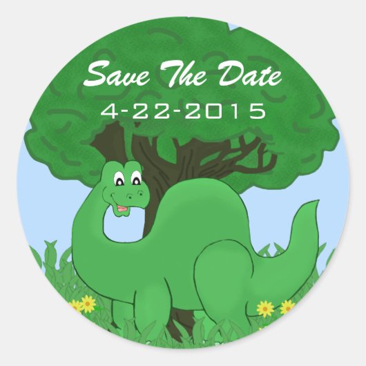 Glimlachende dinosaurus Bewaar de datum Stickers (Voorkant)
