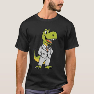 Glimlachende dinosaurus met een T-shirt aan