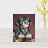 Glimlachende Doberman Pinscher Puppy - Blank Note  Kaart (Gele Bloem)