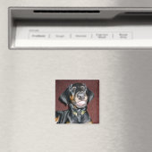 Glimlachende Dobermann Pinscher Puppy Magneet (Insitu (Vaatwasser))