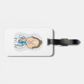 Glimlachende dokter geeft duimen omhoog met stetho bagagelabel (Achterkant horizontaal)