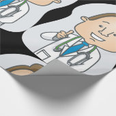 Glimlachende dokter geeft duimen omhoog met stetho cadeaupapier (Hoek)