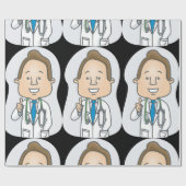 Glimlachende dokter geeft duimen omhoog met stetho cadeaupapier (Vlak)