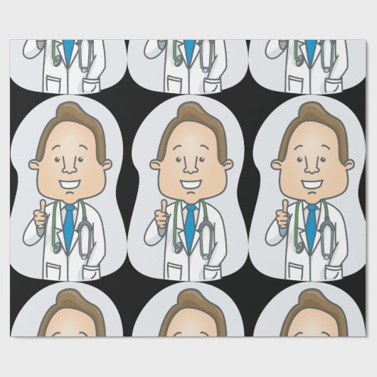 Glimlachende dokter geeft duimen omhoog met stetho cadeaupapier (Vlak)