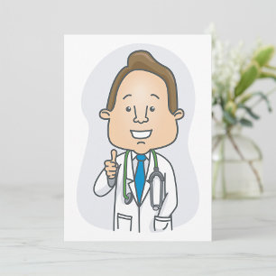Glimlachende dokter geeft duimen omhoog met stetho kaart