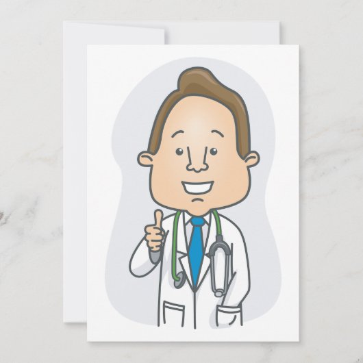 Glimlachende dokter geeft duimen omhoog met stetho kaart (Voorkant)