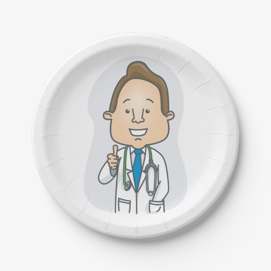 Glimlachende dokter geeft duimen omhoog met stetho papieren bordje (Voorkant)