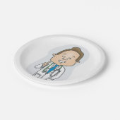 Glimlachende dokter geeft duimen omhoog met stetho papieren bordje (Gekanteld)