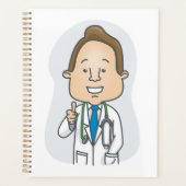 Glimlachende dokter geeft duimen omhoog met stetho planner (Voorkant)