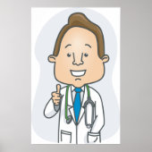 Glimlachende dokter geeft duimen omhoog met stetho poster (Voorkant)