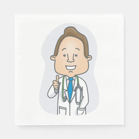 Glimlachende dokter geeft duimen omhoog met stetho servet (Voorkant)