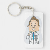 Glimlachende dokter geeft duimen omhoog met stetho sleutelhanger (Voorkant)