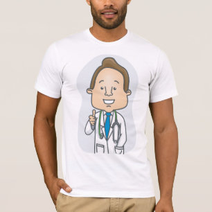 Glimlachende dokter geeft duimen omhoog met stetho t-shirt