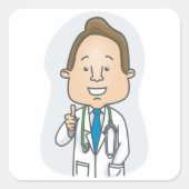 Glimlachende dokter geeft duimen omhoog met stetho vierkante sticker (Voorkant)