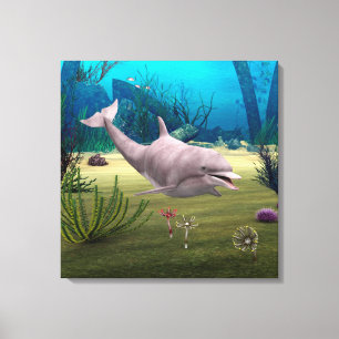 Glimlachende dolfijn canvas afdruk