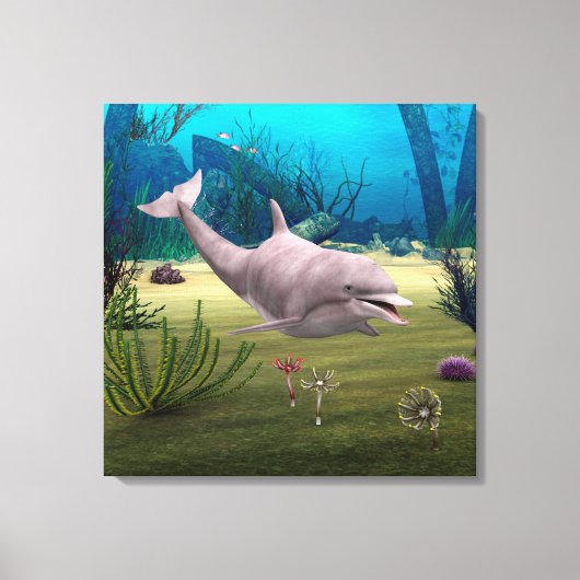 Glimlachende dolfijn canvas afdruk (Voorkant)
