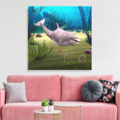 Glimlachende dolfijn canvas afdruk (Insitu (Woonkamer))