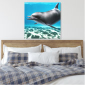 Glimlachende dolfijn canvas afdruk (Insitu (Slaapkamer))