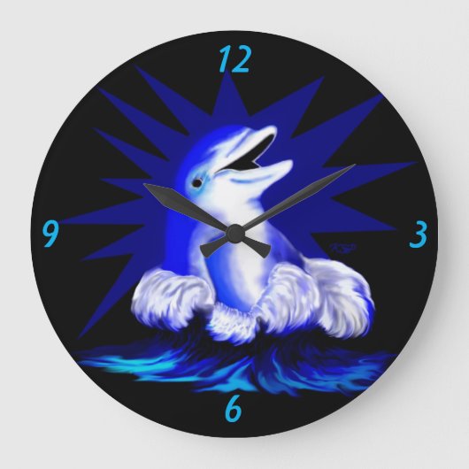 Glimlachende Dolfijn Grote Klok (Voorkant)