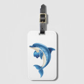 Glimlachende Dolfijn Kinderen T-Shirt Bagagelabel (Voorkant (verticaal))