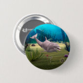 Glimlachende dolfijn ronde button 5,7 cm (Voorkant /achterkant)