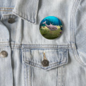 Glimlachende dolfijn ronde button 5,7 cm (In situ)