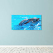 Glimlachende dolfijnen canvas afdruk (Insitu (Houten vloer))