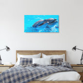 Glimlachende dolfijnen canvas afdruk (Insitu (Slaapkamer))