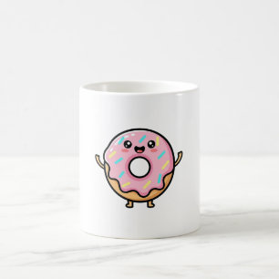 Glimlachende Donut – Schattige Kawaii Illustratie Koffiemok