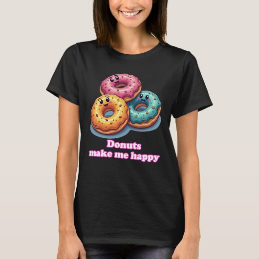 Glimlachende donuts maken me blij Foodie T-shirt (Voorkant)
