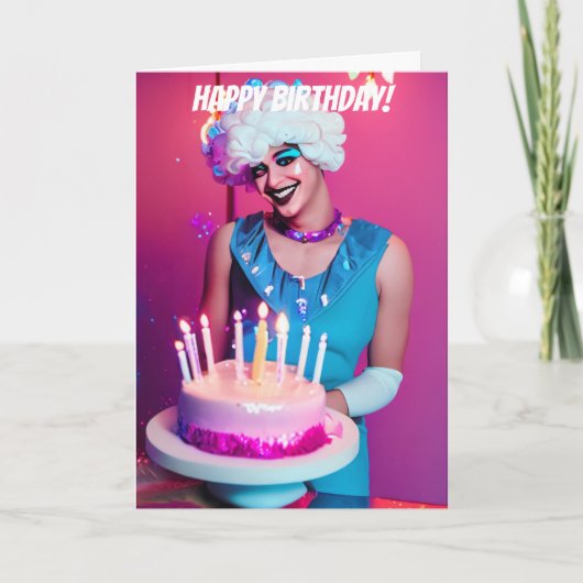 Glimlachende drag koningin grappige verjaardag kaart (Voorkant)