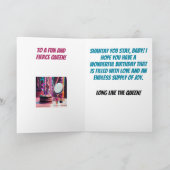 Glimlachende drag koningin grappige verjaardag kaart (Binnen)